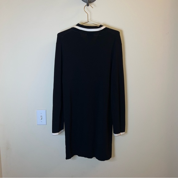 Grace Dane Lewis Black & White Trim Knit Sweater Coat Cardigan Medium - Picture 2 of 10